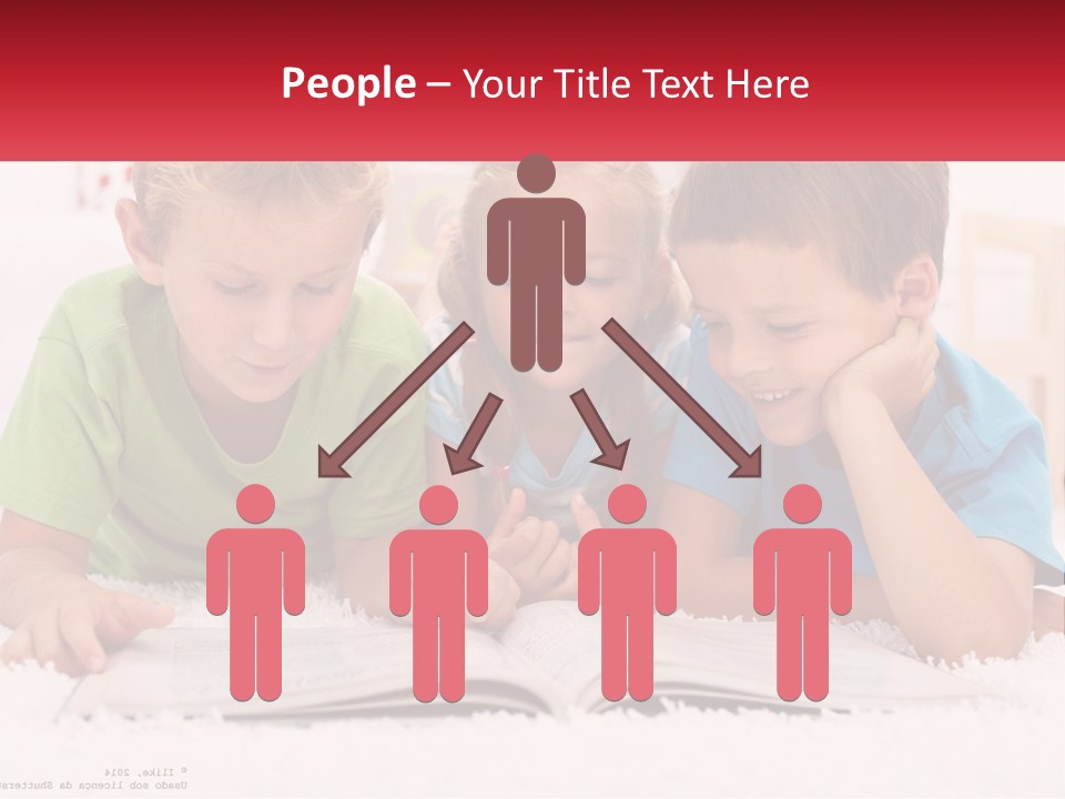 Three Children Laying On The Floor Reading A Book PowerPoint Template