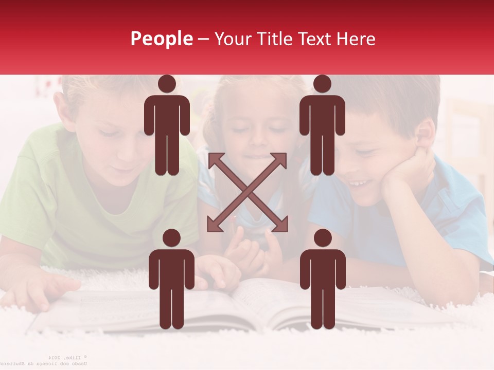Three Children Laying On The Floor Reading A Book PowerPoint Template