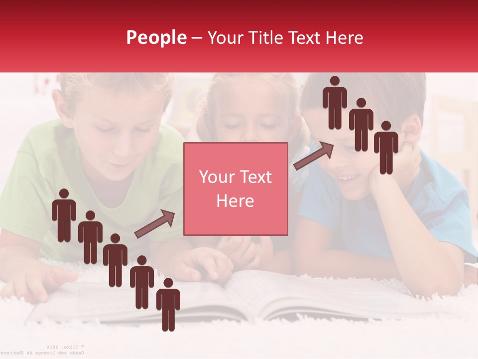 Three Children Laying On The Floor Reading A Book PowerPoint Template
