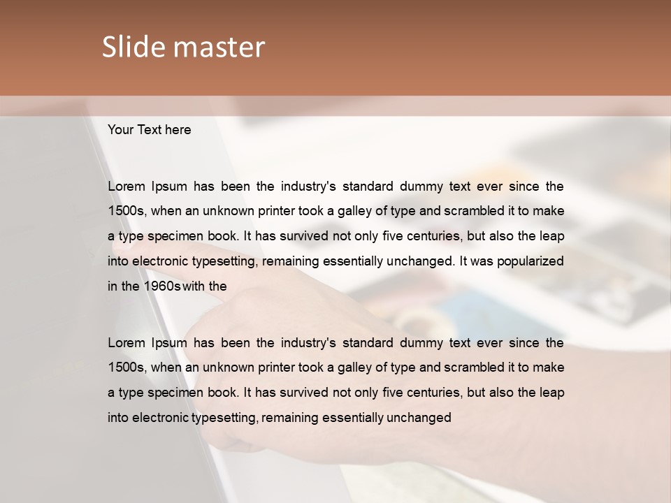 A Person Pointing At A Computer Screen On A Desk PowerPoint Template