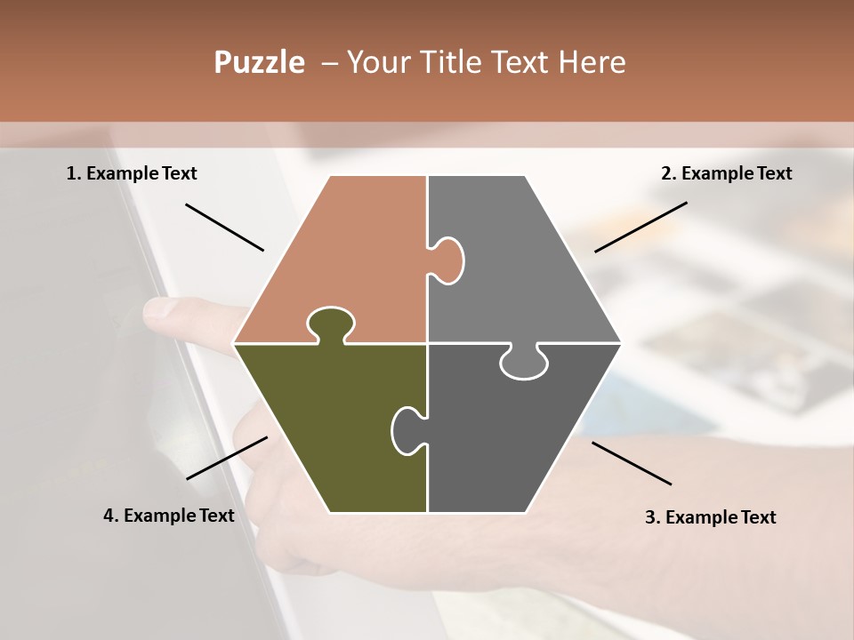 A Person Pointing At A Computer Screen On A Desk PowerPoint Template