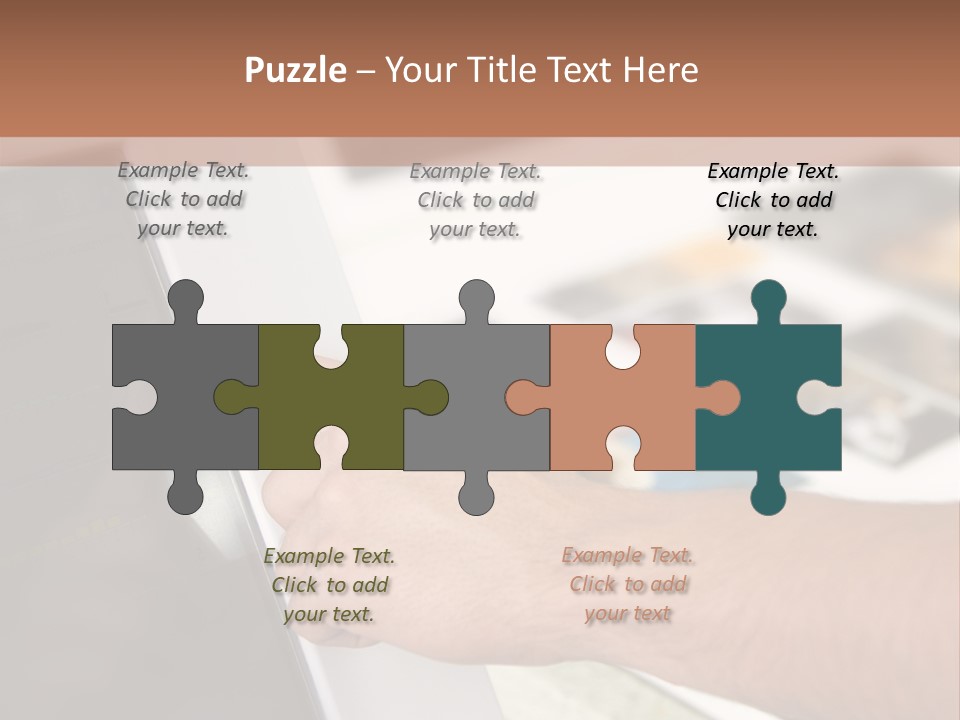 A Person Pointing At A Computer Screen On A Desk PowerPoint Template