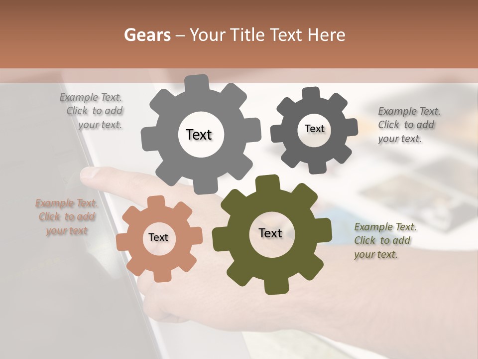 A Person Pointing At A Computer Screen On A Desk PowerPoint Template