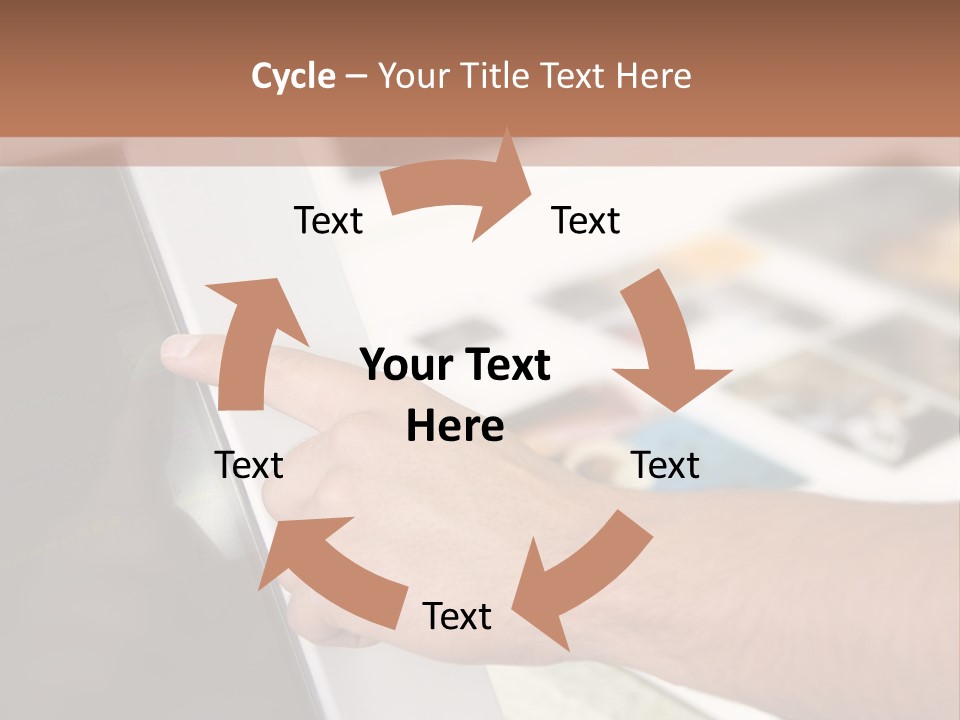 A Person Pointing At A Computer Screen On A Desk PowerPoint Template