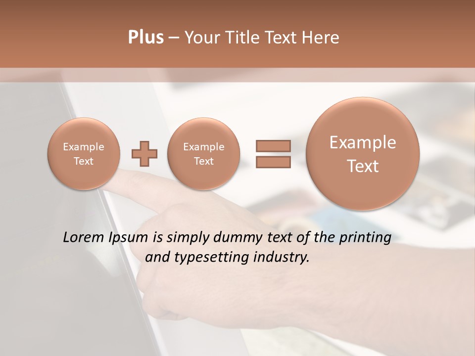 A Person Pointing At A Computer Screen On A Desk PowerPoint Template