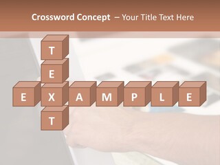 A Person Pointing At A Computer Screen On A Desk PowerPoint Template