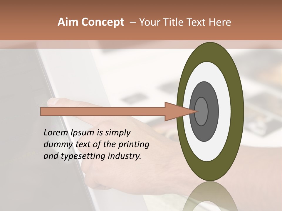 A Person Pointing At A Computer Screen On A Desk PowerPoint Template