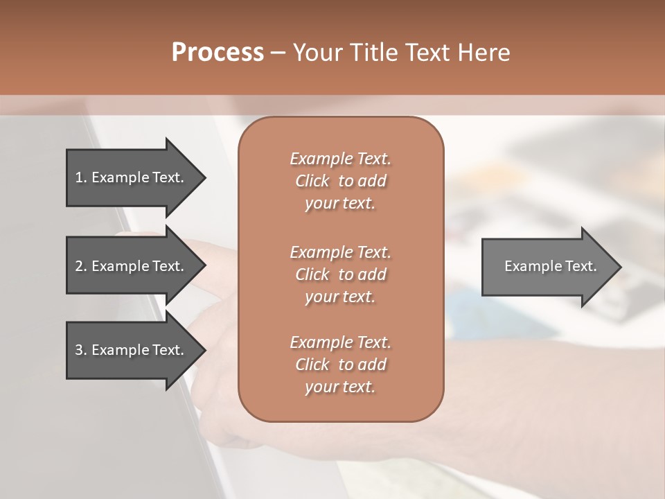 A Person Pointing At A Computer Screen On A Desk PowerPoint Template