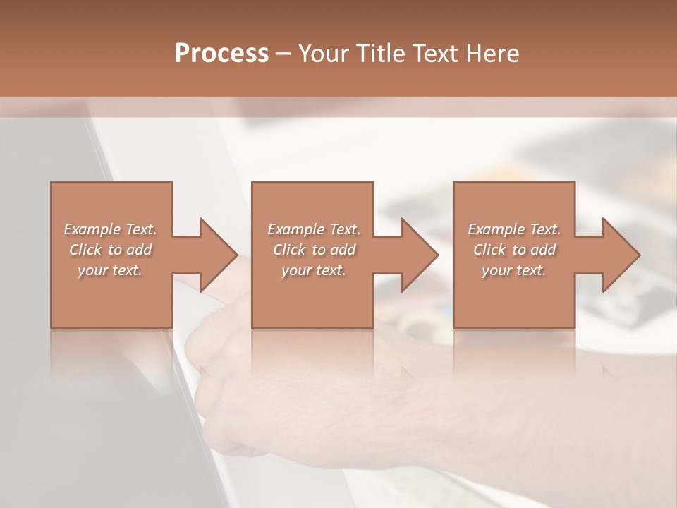 A Person Pointing At A Computer Screen On A Desk PowerPoint Template