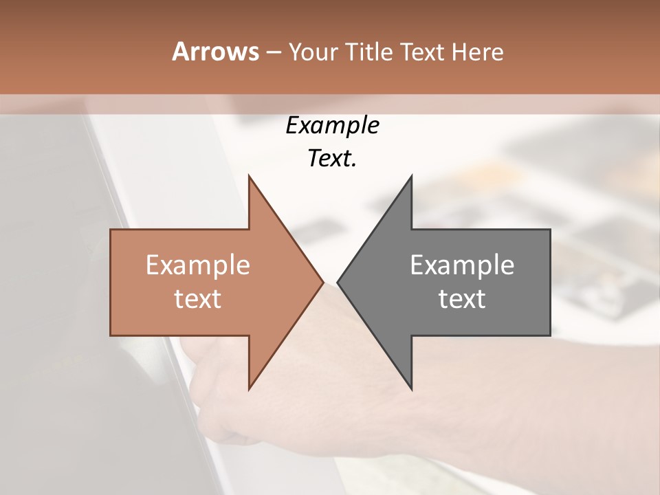 A Person Pointing At A Computer Screen On A Desk PowerPoint Template