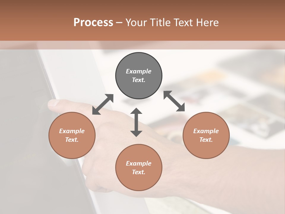 A Person Pointing At A Computer Screen On A Desk PowerPoint Template