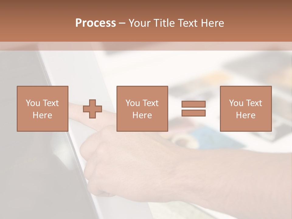 A Person Pointing At A Computer Screen On A Desk PowerPoint Template