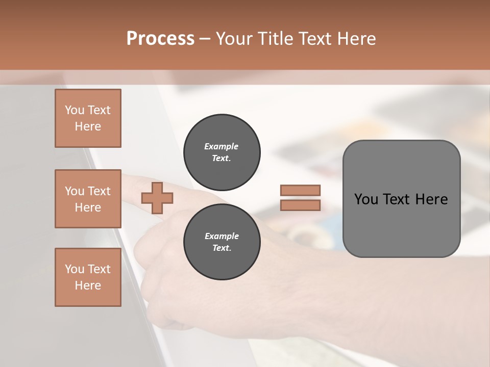A Person Pointing At A Computer Screen On A Desk PowerPoint Template