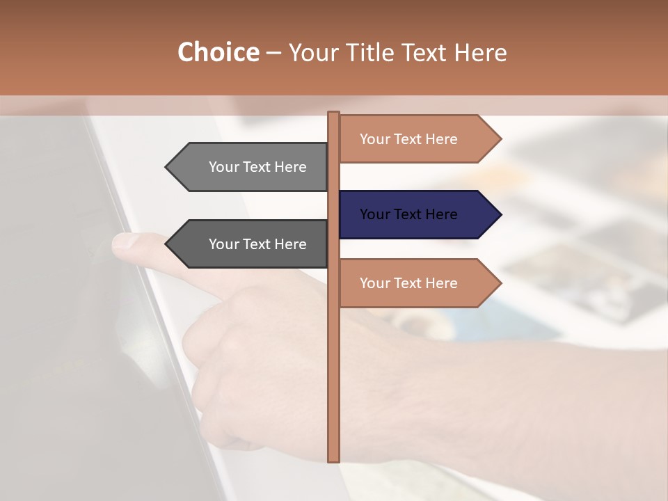 A Person Pointing At A Computer Screen On A Desk PowerPoint Template