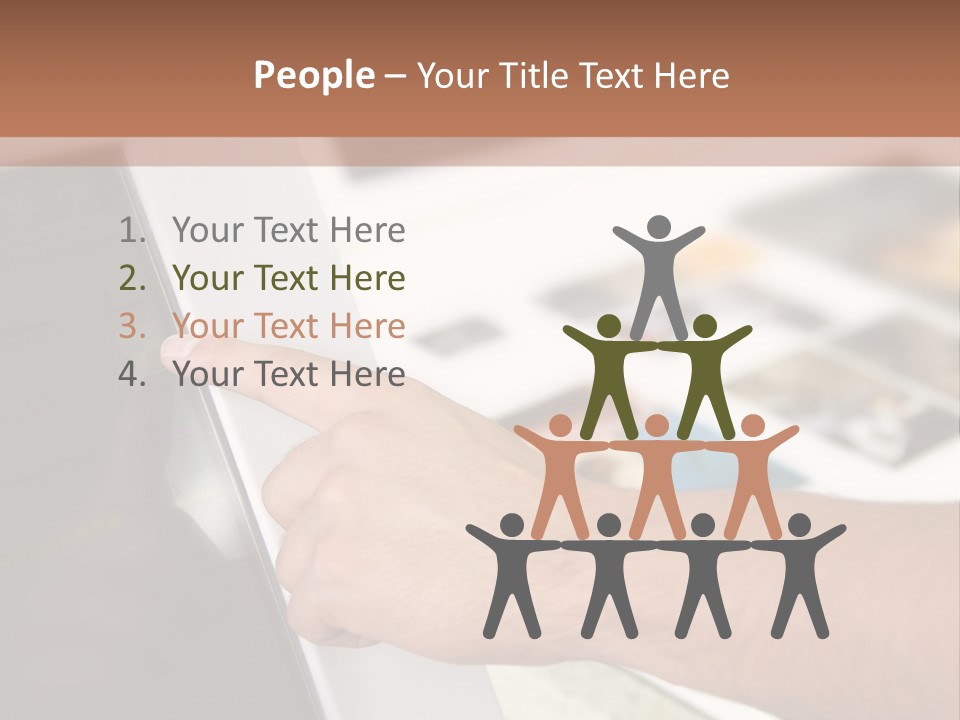 A Person Pointing At A Computer Screen On A Desk PowerPoint Template