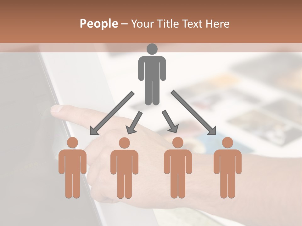 A Person Pointing At A Computer Screen On A Desk PowerPoint Template