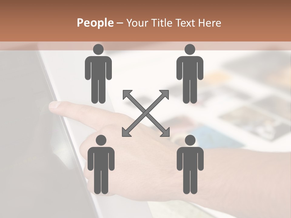 A Person Pointing At A Computer Screen On A Desk PowerPoint Template