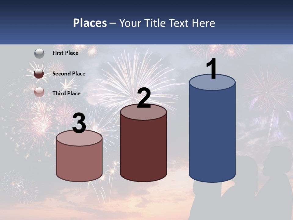 Two People Are Looking At Fireworks In The Sky PowerPoint Template