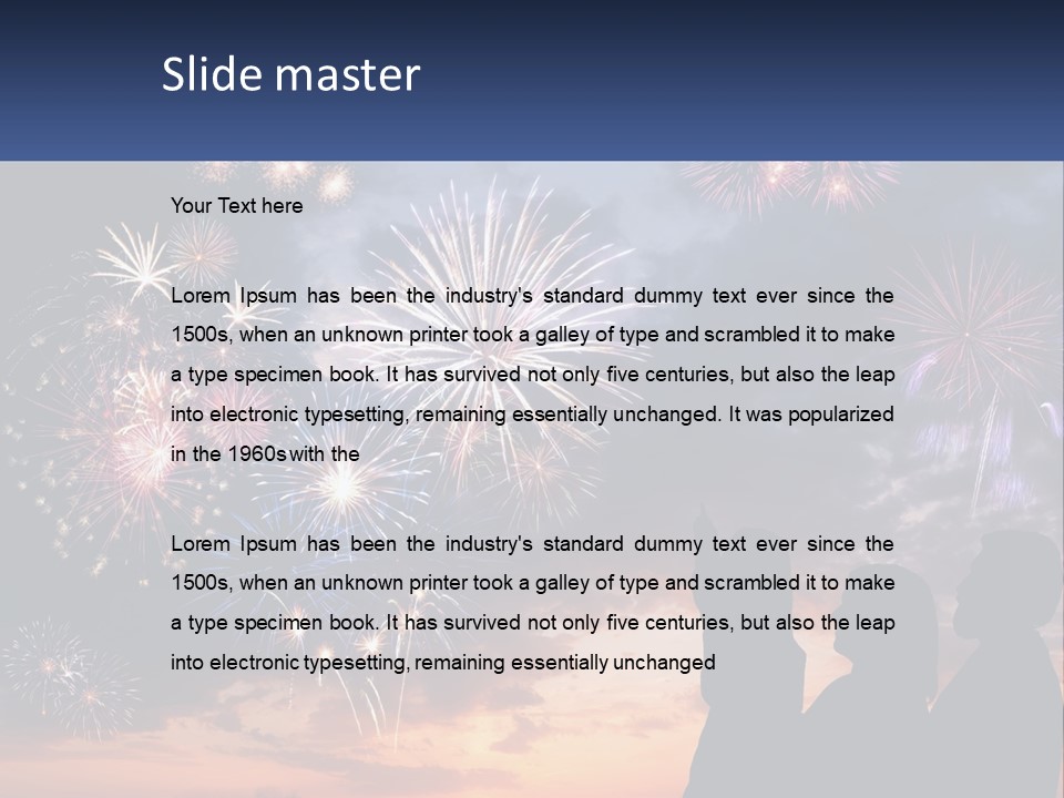 Two People Are Looking At Fireworks In The Sky PowerPoint Template