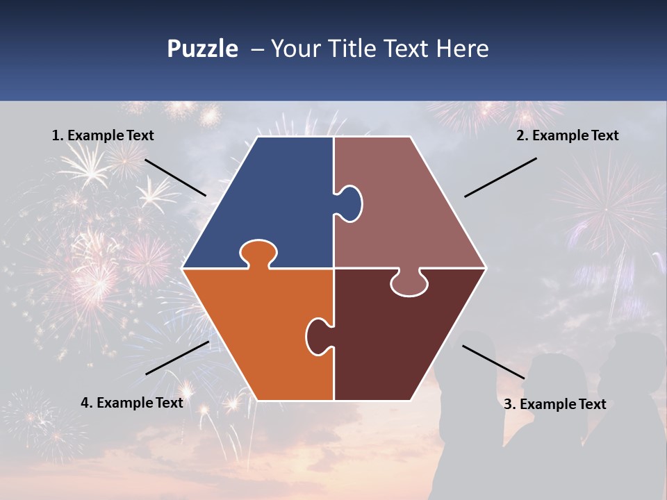 Two People Are Looking At Fireworks In The Sky PowerPoint Template