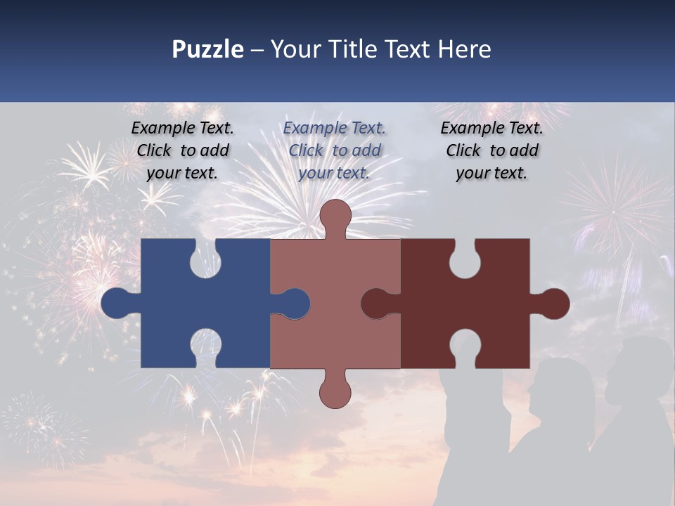 Two People Are Looking At Fireworks In The Sky PowerPoint Template