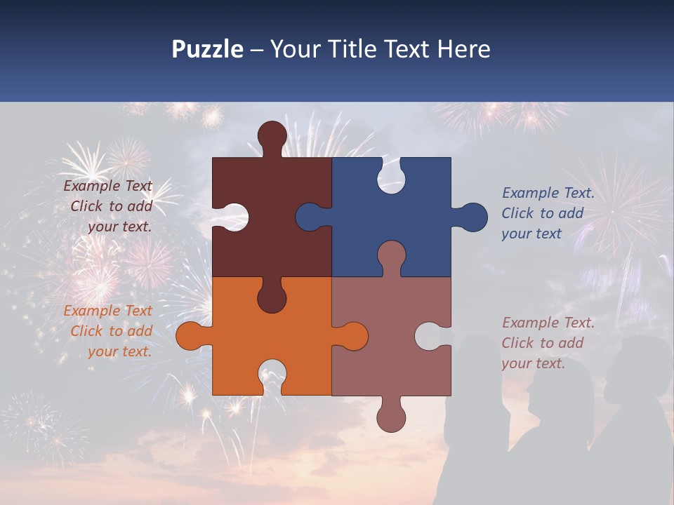 Two People Are Looking At Fireworks In The Sky PowerPoint Template