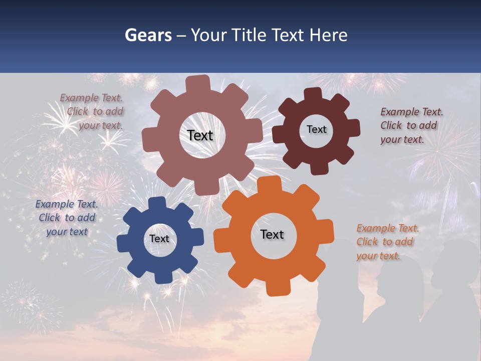 Two People Are Looking At Fireworks In The Sky PowerPoint Template