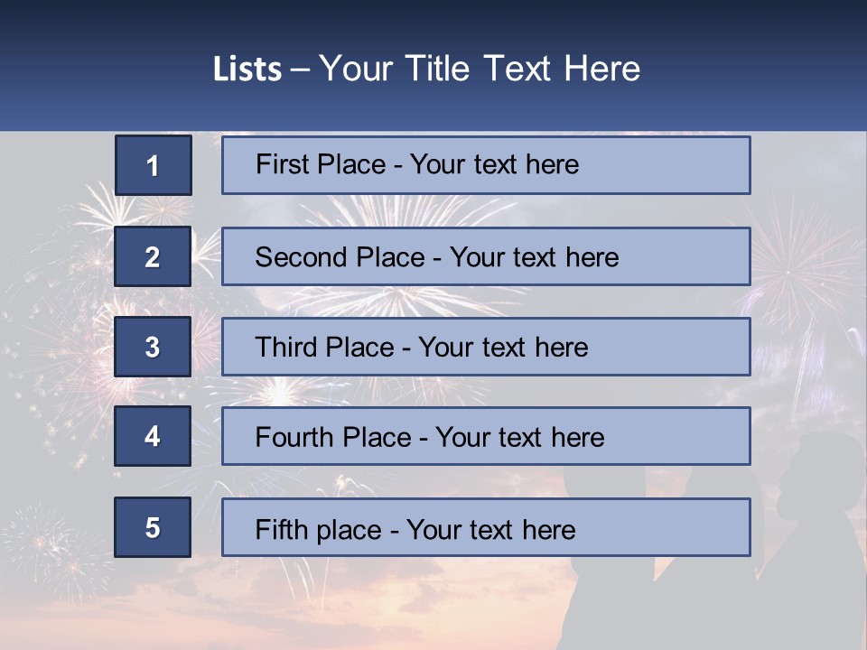 Two People Are Looking At Fireworks In The Sky PowerPoint Template