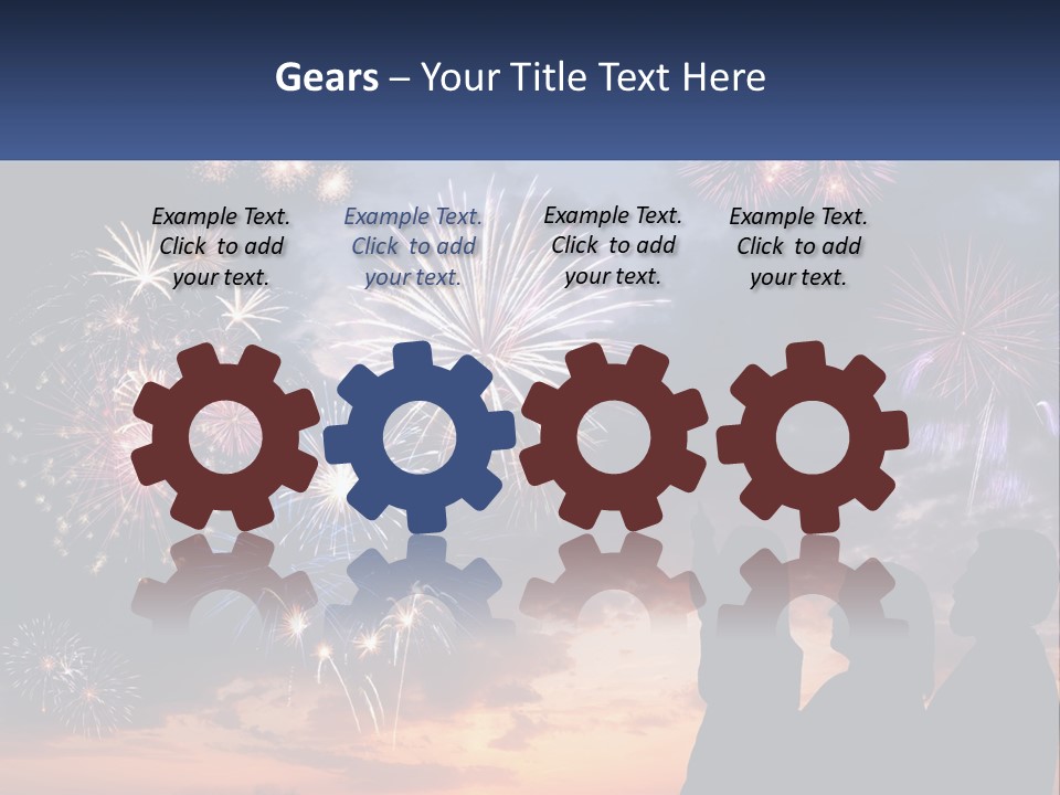 Two People Are Looking At Fireworks In The Sky PowerPoint Template