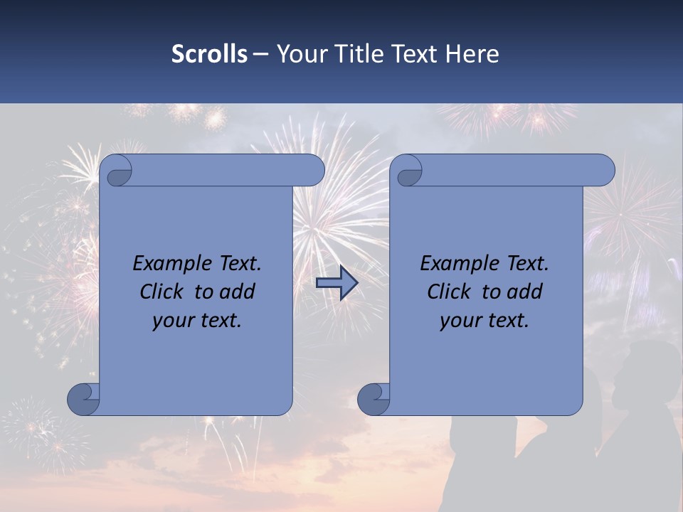 Two People Are Looking At Fireworks In The Sky PowerPoint Template