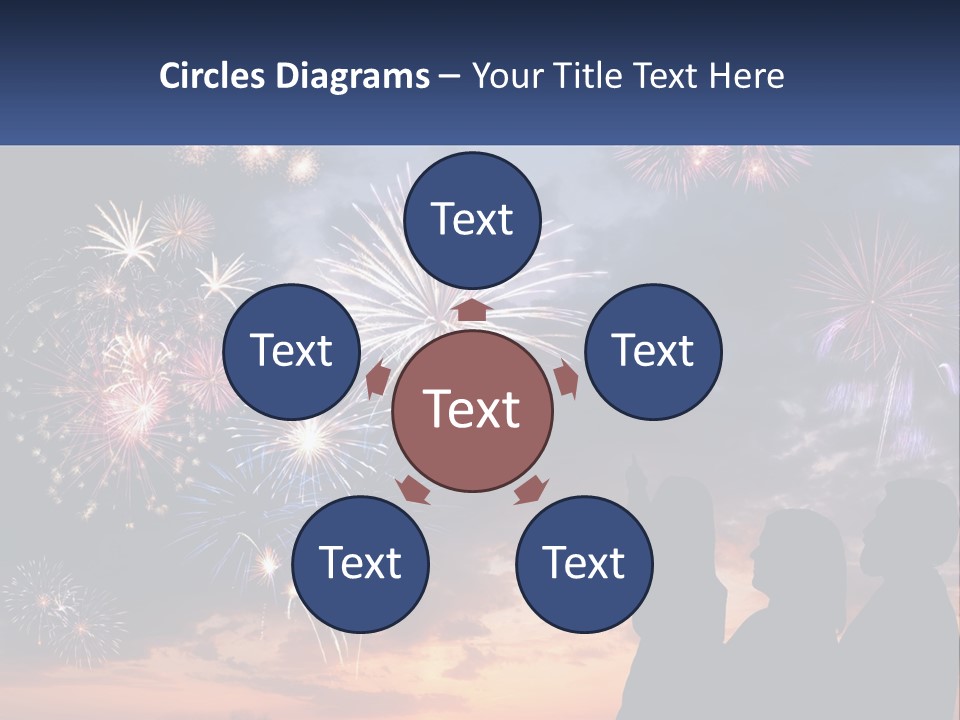 Two People Are Looking At Fireworks In The Sky PowerPoint Template