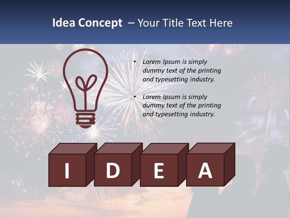 Two People Are Looking At Fireworks In The Sky PowerPoint Template