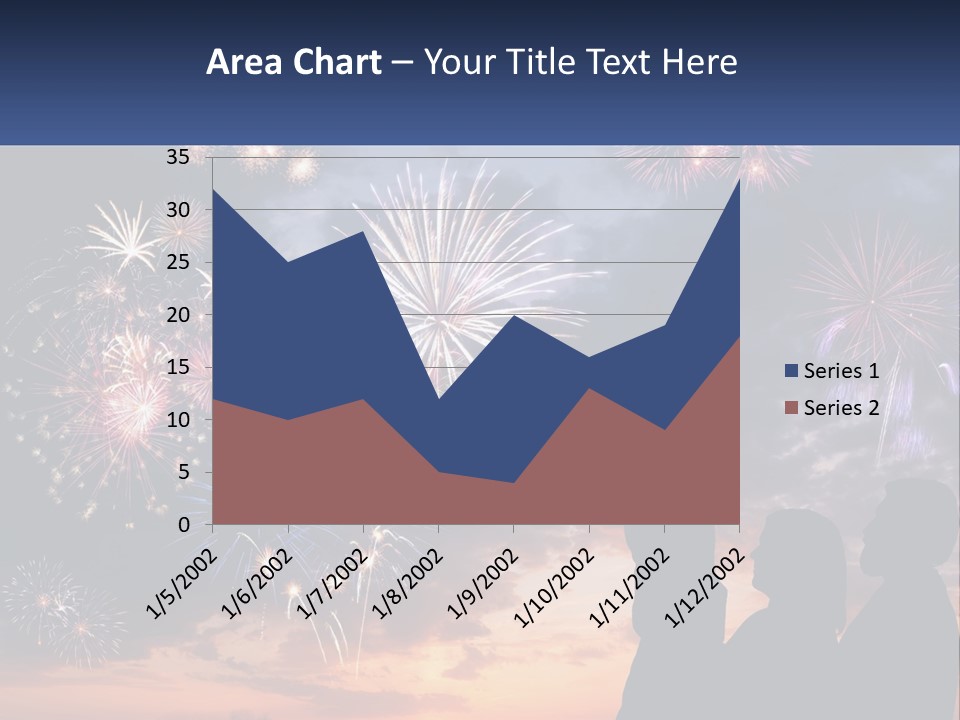 Two People Are Looking At Fireworks In The Sky PowerPoint Template
