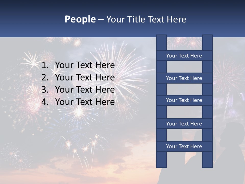 Two People Are Looking At Fireworks In The Sky PowerPoint Template