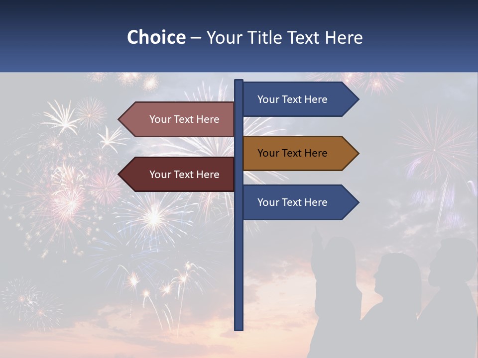 Two People Are Looking At Fireworks In The Sky PowerPoint Template