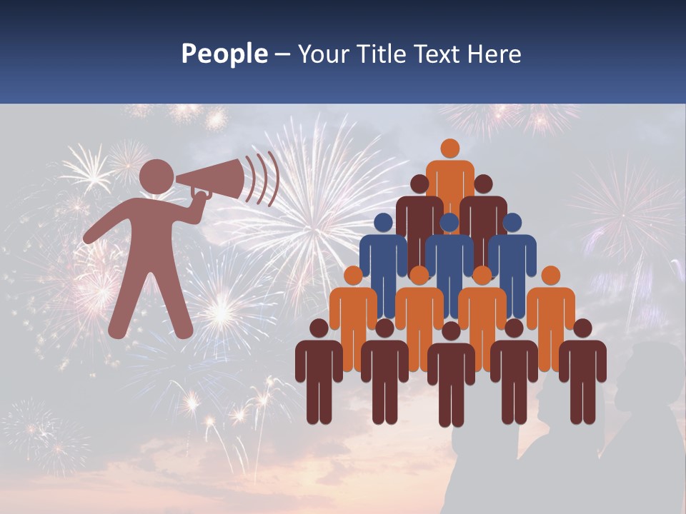 Two People Are Looking At Fireworks In The Sky PowerPoint Template