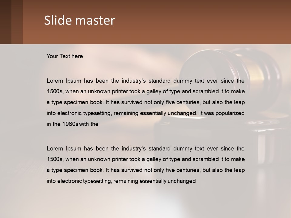 A Wooden Judge's Hammer On Top Of A Wooden Table PowerPoint Template