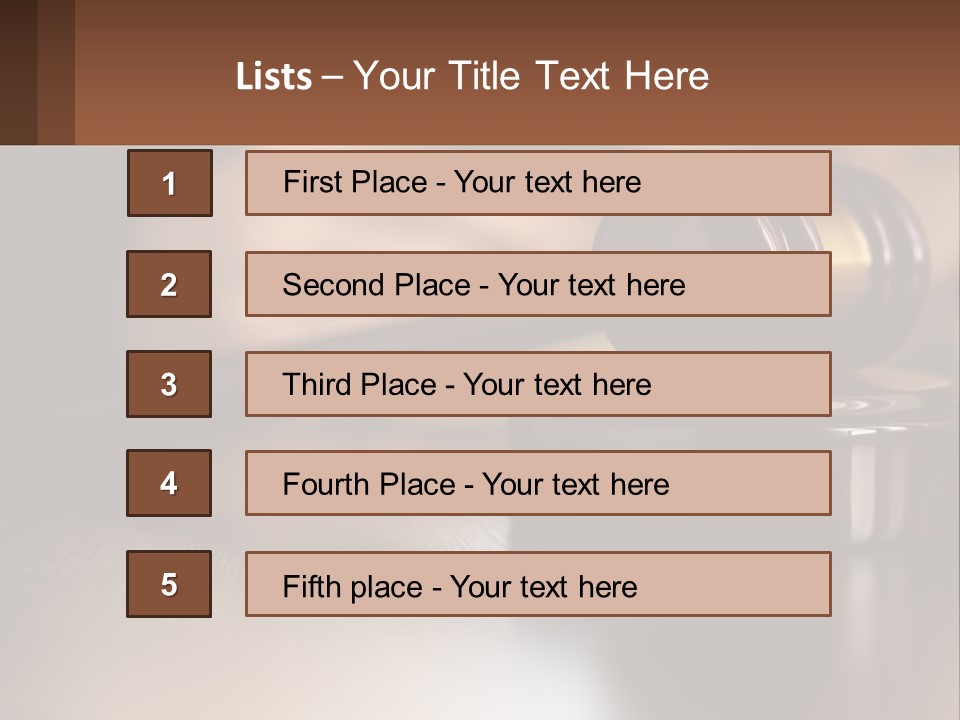 A Wooden Judge's Hammer On Top Of A Wooden Table PowerPoint Template
