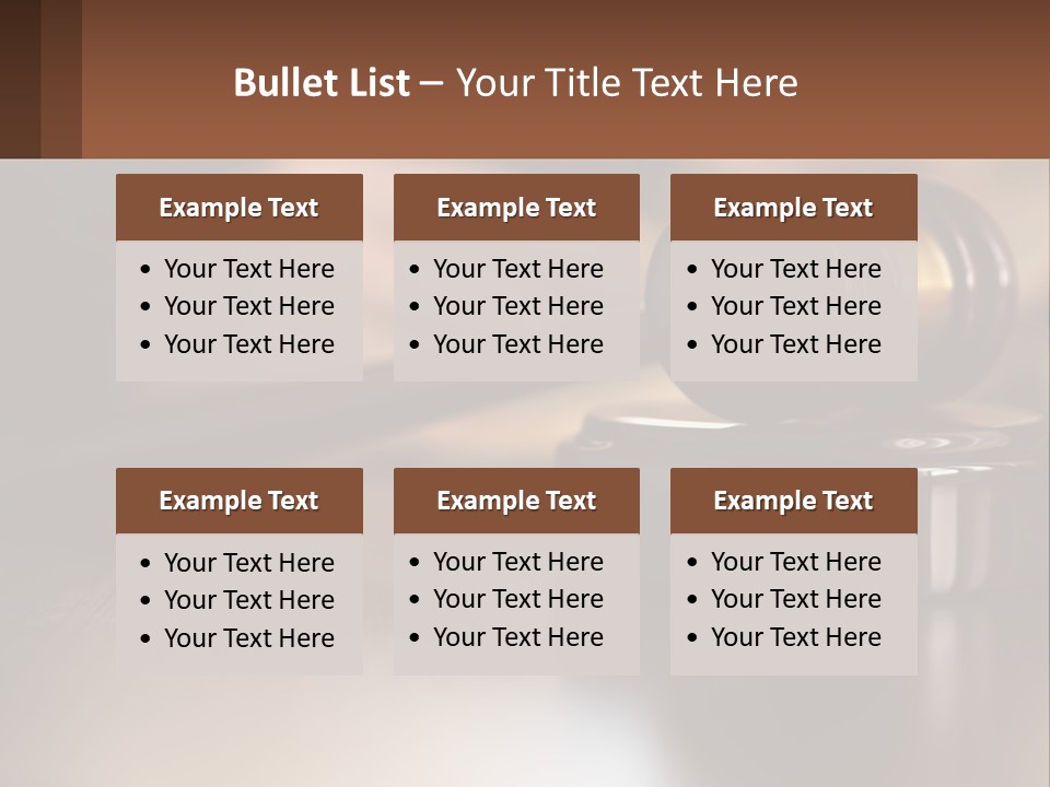 A Wooden Judge's Hammer On Top Of A Wooden Table PowerPoint Template