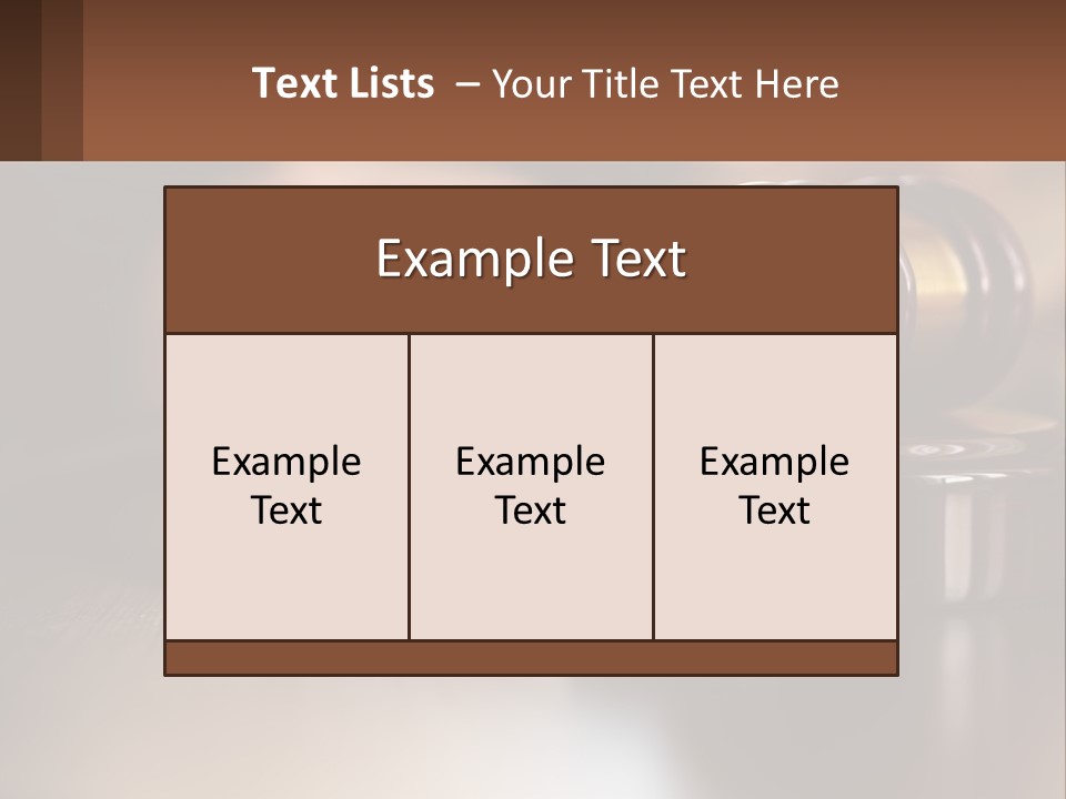 A Wooden Judge's Hammer On Top Of A Wooden Table PowerPoint Template