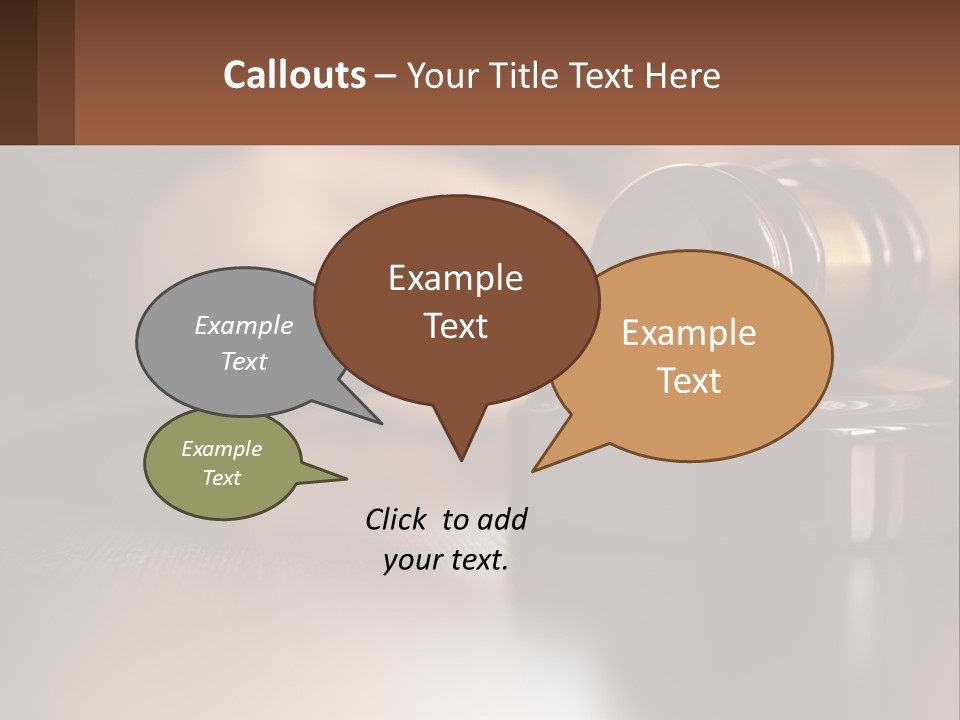 A Wooden Judge's Hammer On Top Of A Wooden Table PowerPoint Template