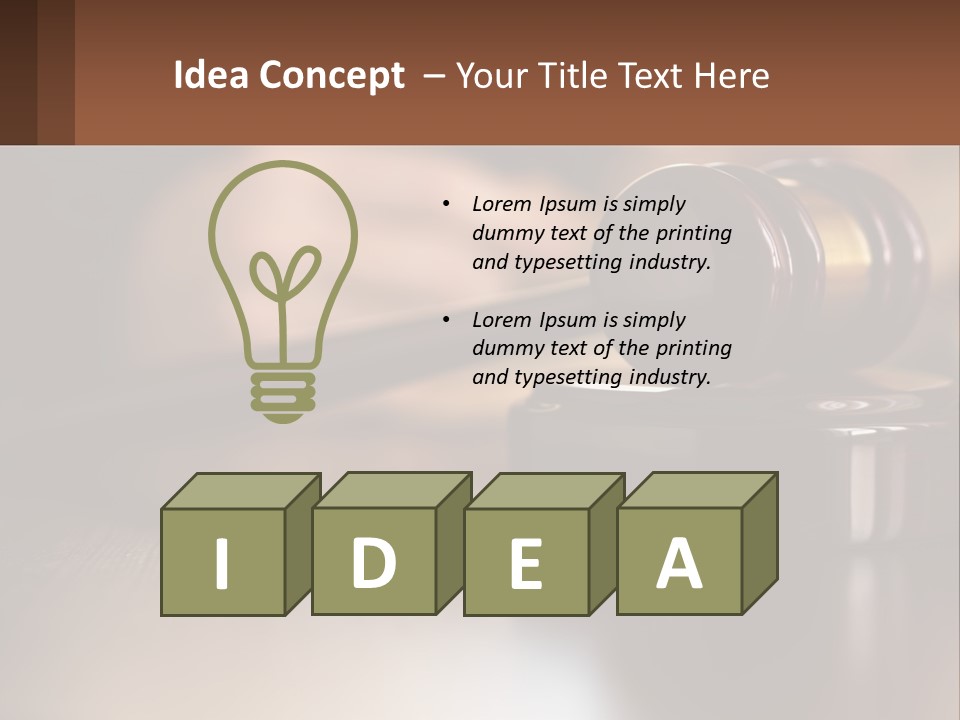 A Wooden Judge's Hammer On Top Of A Wooden Table PowerPoint Template