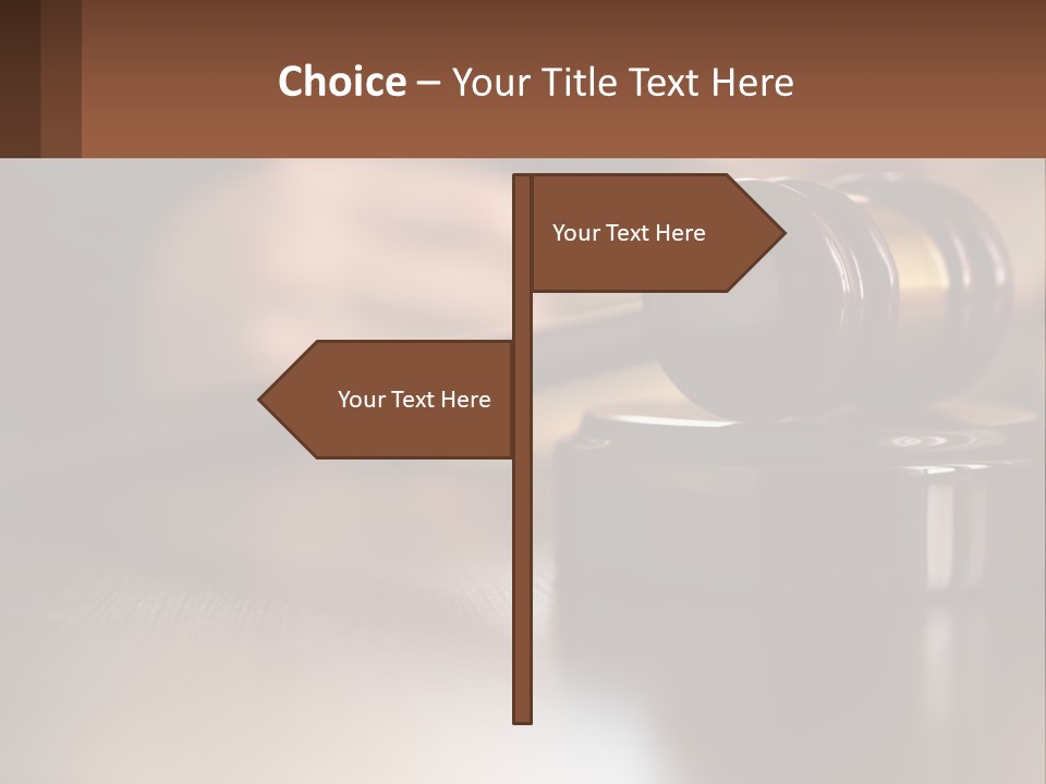 A Wooden Judge's Hammer On Top Of A Wooden Table PowerPoint Template