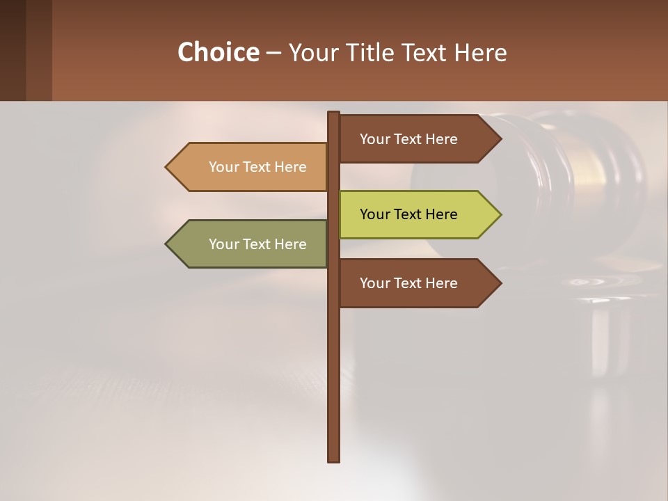 A Wooden Judge's Hammer On Top Of A Wooden Table PowerPoint Template
