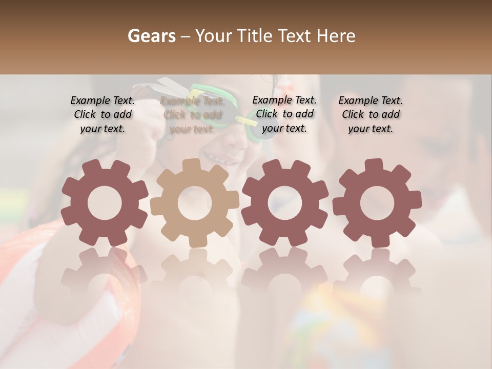 A Group Of Young Children Wearing Swimming Goggles PowerPoint Template