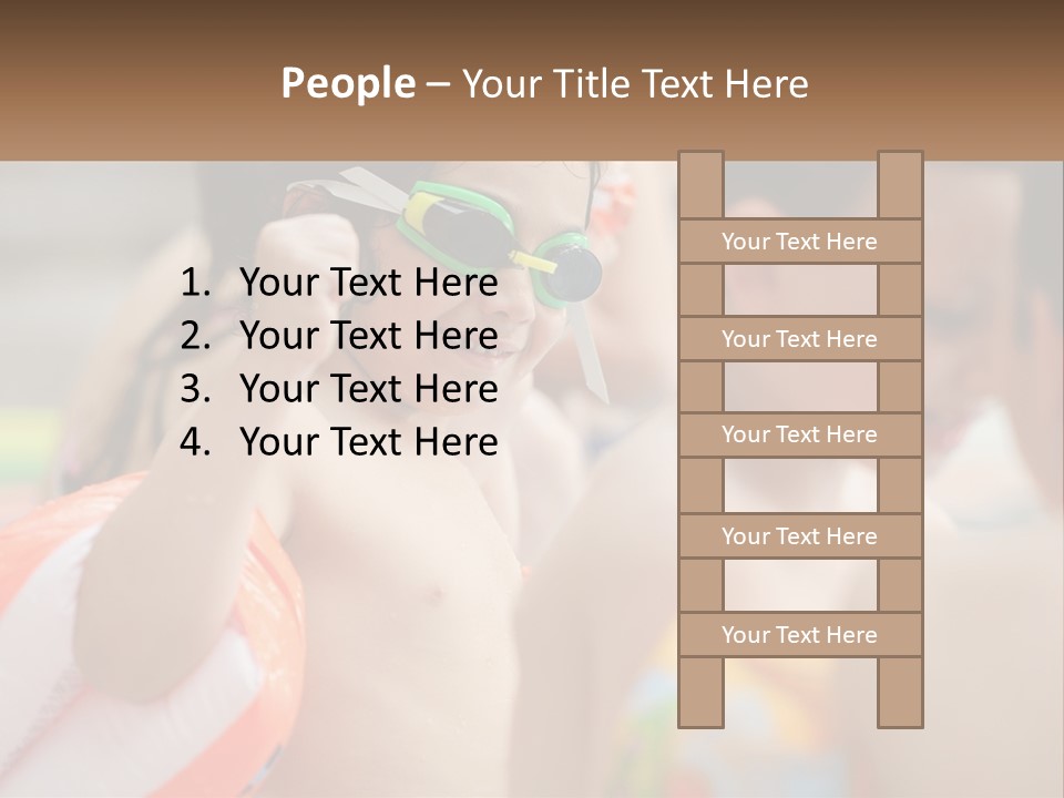 A Group Of Young Children Wearing Swimming Goggles PowerPoint Template