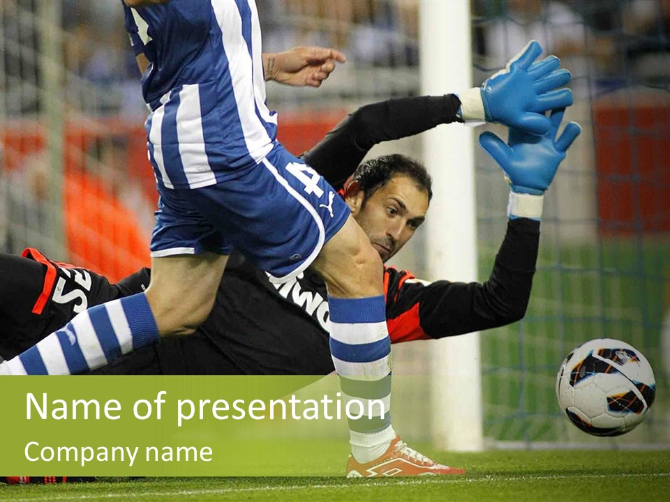 A Soccer Player Is Kicking A Soccer Ball PowerPoint Template