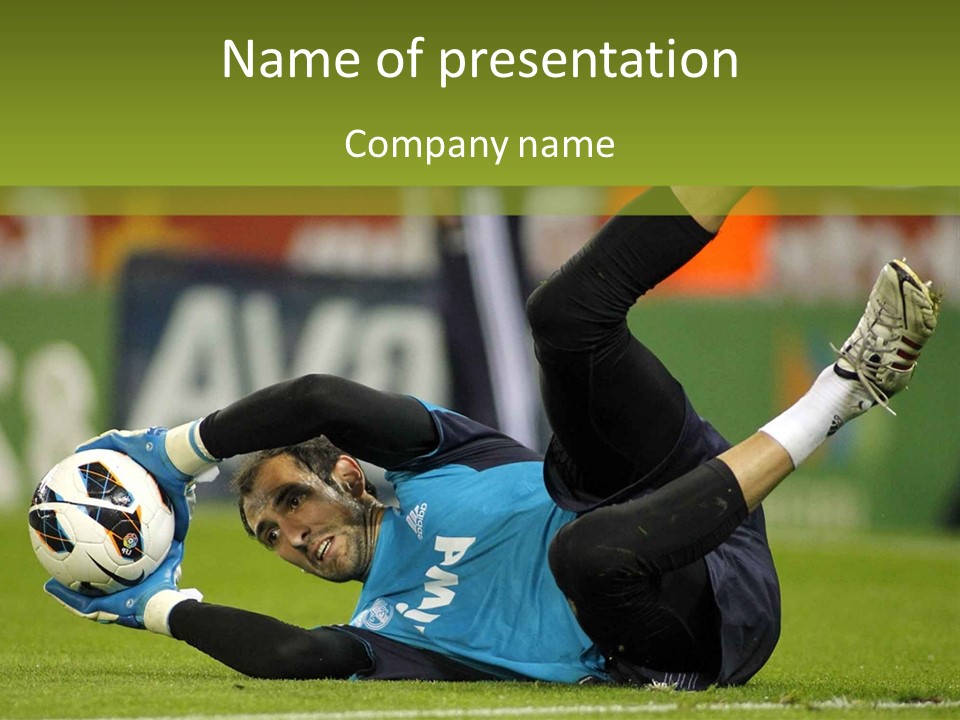 A Man Laying On The Ground With A Soccer Ball PowerPoint Template