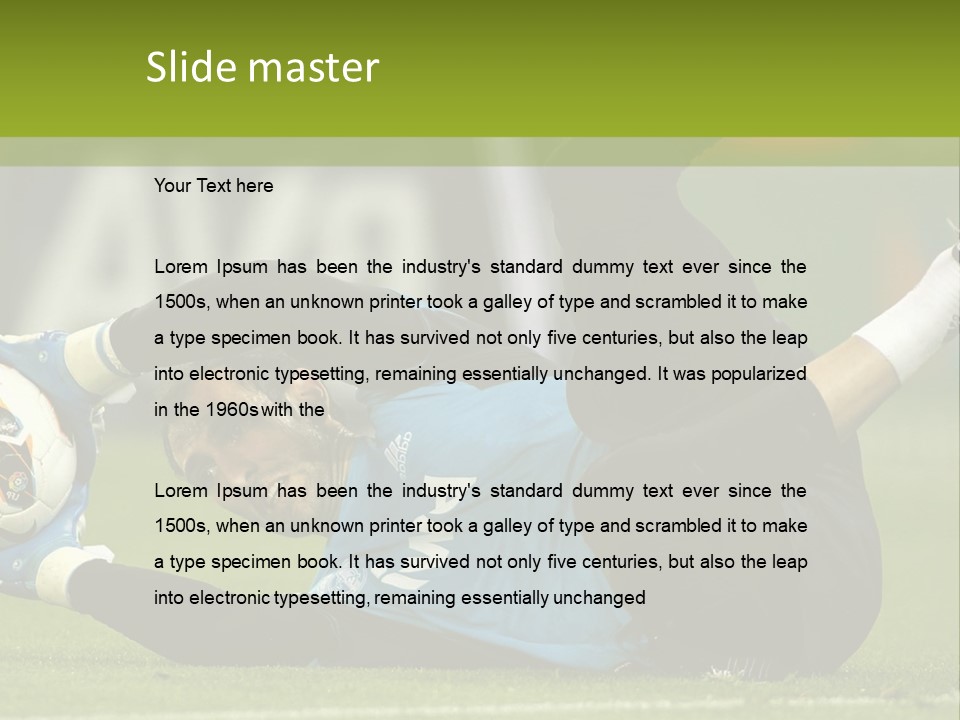 A Man Laying On The Ground With A Soccer Ball PowerPoint Template