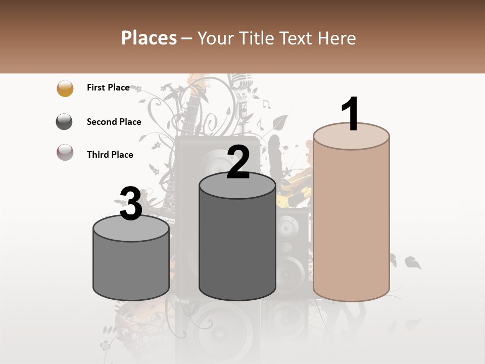 A Speaker With Music Notes And A Guitar In The Background PowerPoint Template